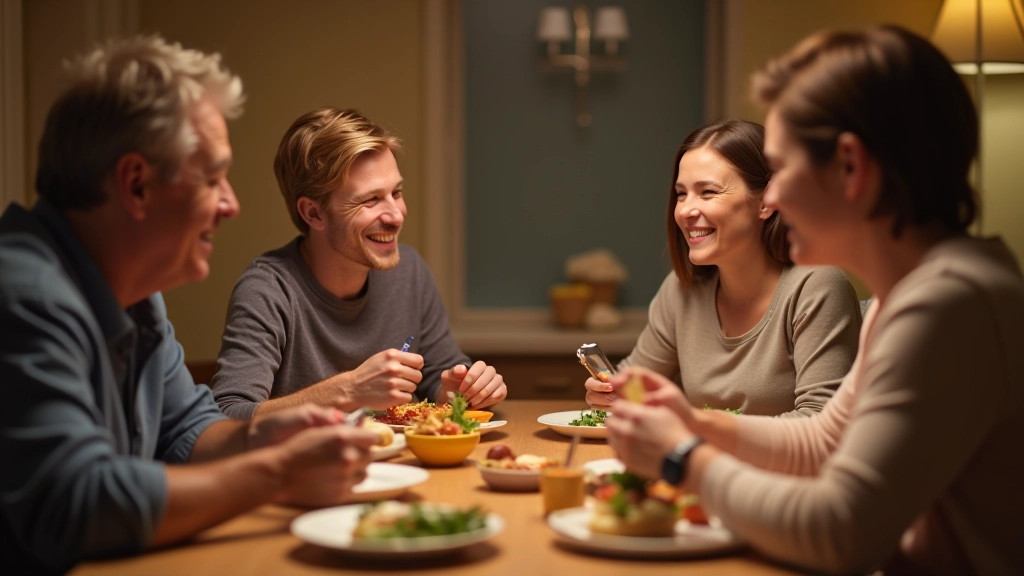 Family enjoying a meal together in a connected moment