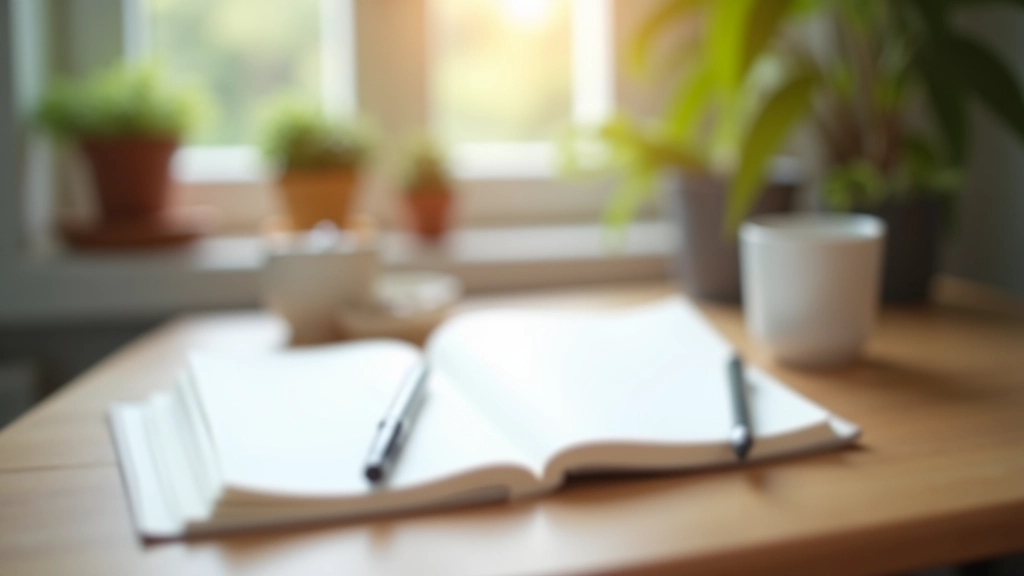 Organized desk workspace with journal and writing tools representing mindful planning